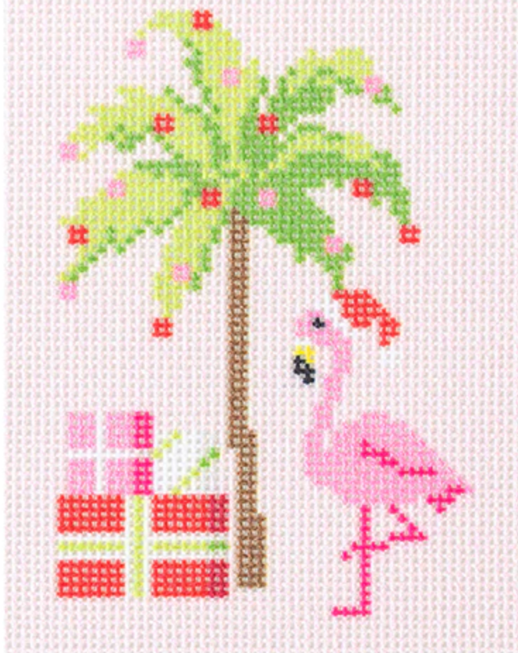 Palm Beach Christmas Palm Tree and Flamingo