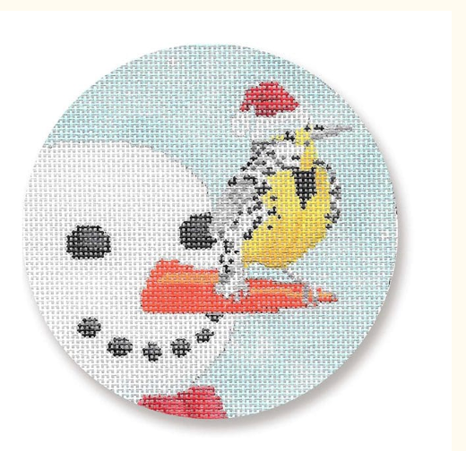 Snowman with Goldfinch
