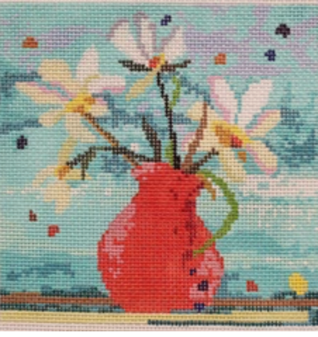 Red Vase with Flowers