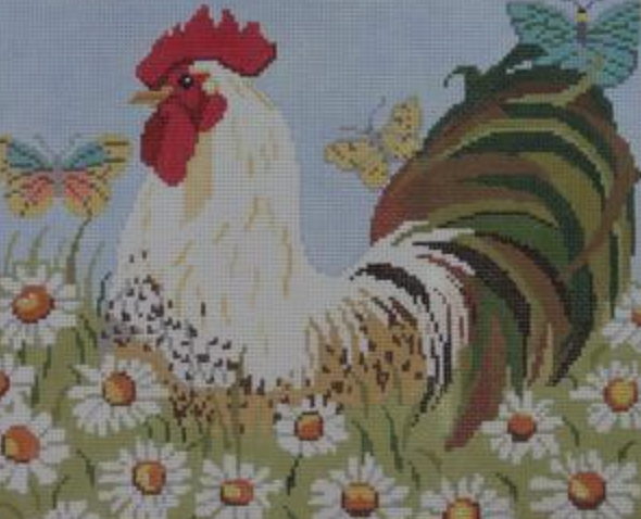 Rooster With Daisies