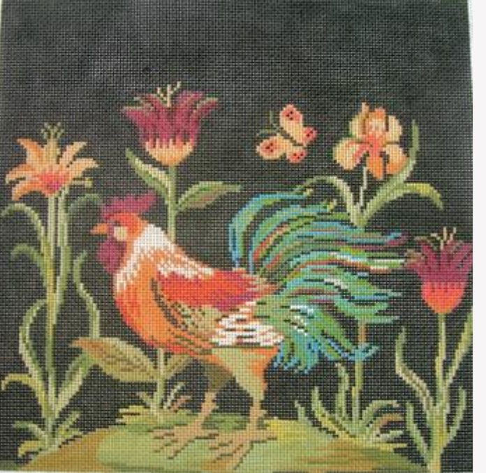 Rooster with Flowers