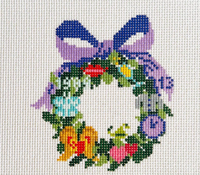 Wreath with Purple Bow