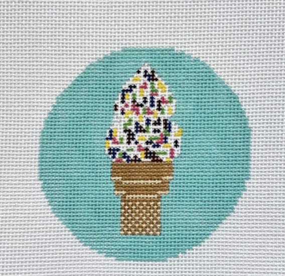 Confetti Sprinkles Ice Cream Cone on Blue