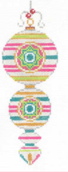Vintage ornament Stripe pink/teal/green