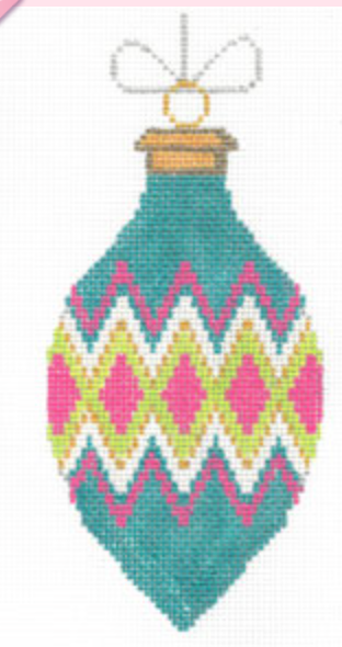 Vintage ornament Teal/pink/lime