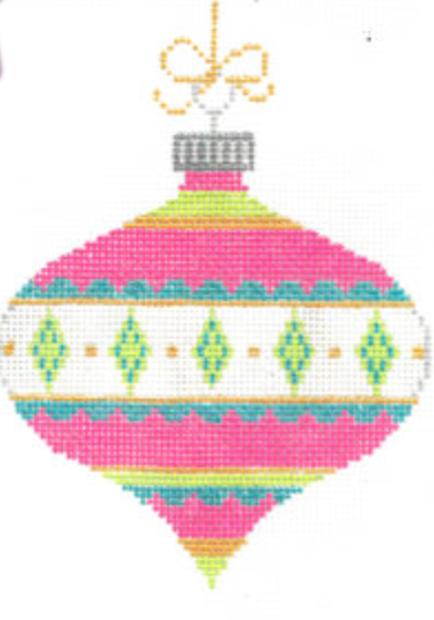 Vintage ornament pink/blue/green