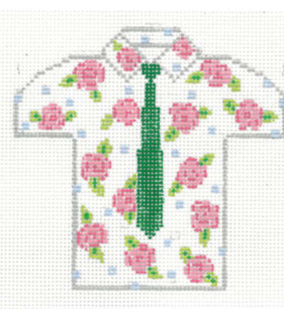 Men's Shirt- Roses with Green Tie