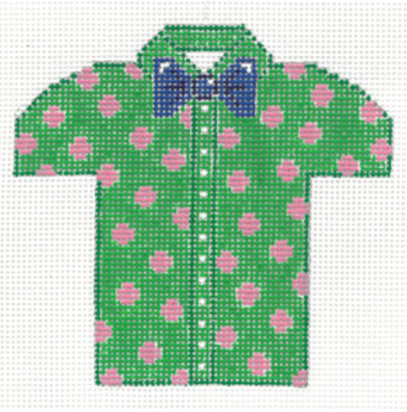 Men's Shirt  - Green with Polka Dot