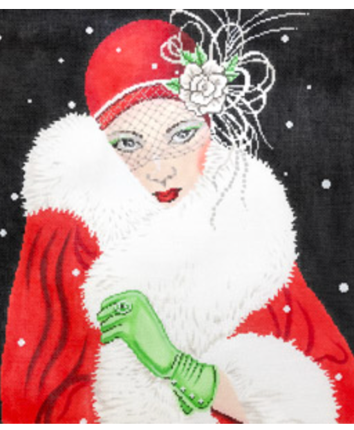Art Deco Lady with Green Gloves