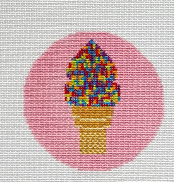 Confetti Sprinkles Ice Cream Cone on Pink