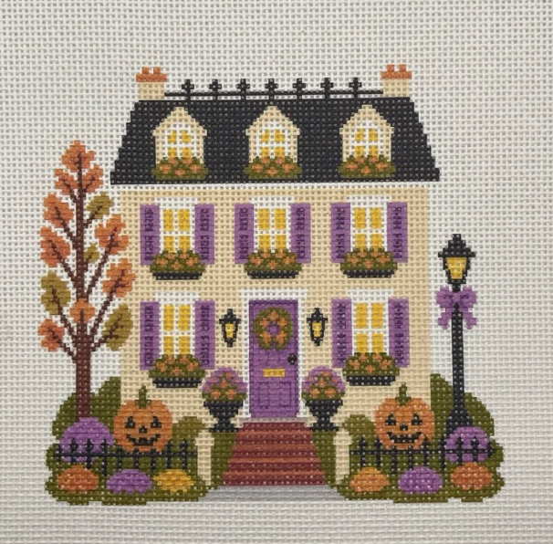 Happy Neighborhood Trick or Treat  House - Purple Shutters