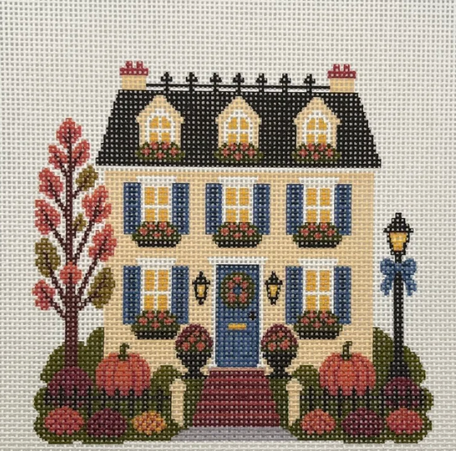 Happy Neighborhood Trick or Treat  House - Blue Shutters
