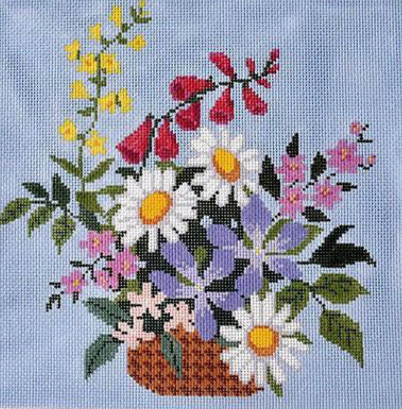 English Wildflowers Basket with Stitch Guide