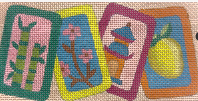 Clutch Canvas with Asparagus, Flowers, Pagoda and Lemon
