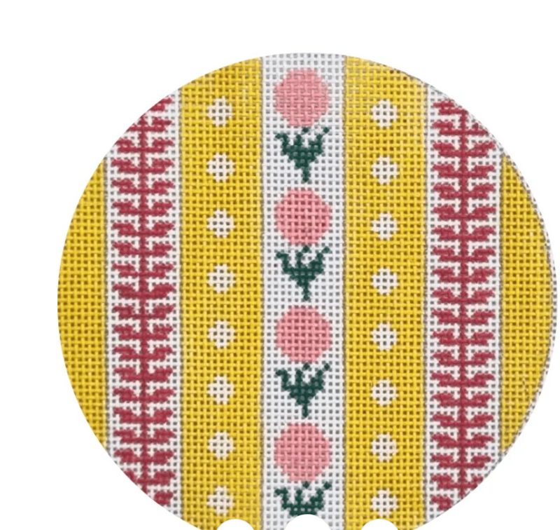 Yellow Dot Ticking with vintage feed sack fabric backing