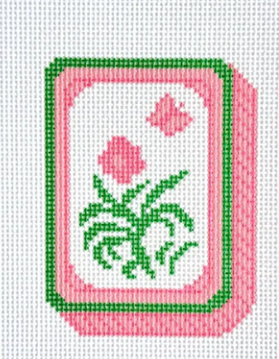 Pink Mahjong Flower Tile
