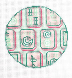 Mahjong Tiles Round - Pink and Green