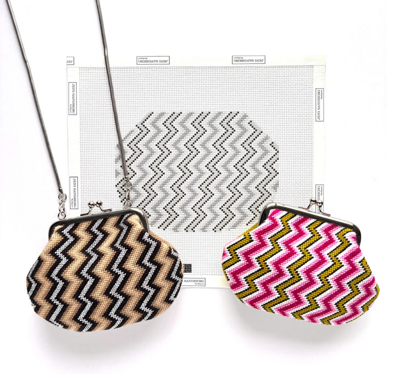 Zip Zag Stripe (Grayscale)- Kiss Lock Bags
