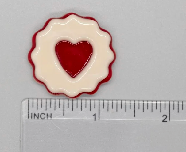 Linzer Heart Cookie Fused Glass Needle Minder