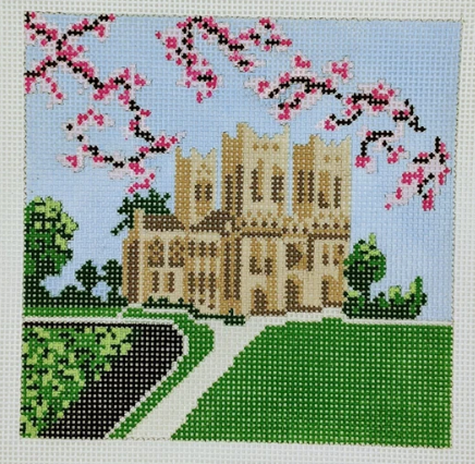 National Cathedral w. Cherry Blossoms Pillow