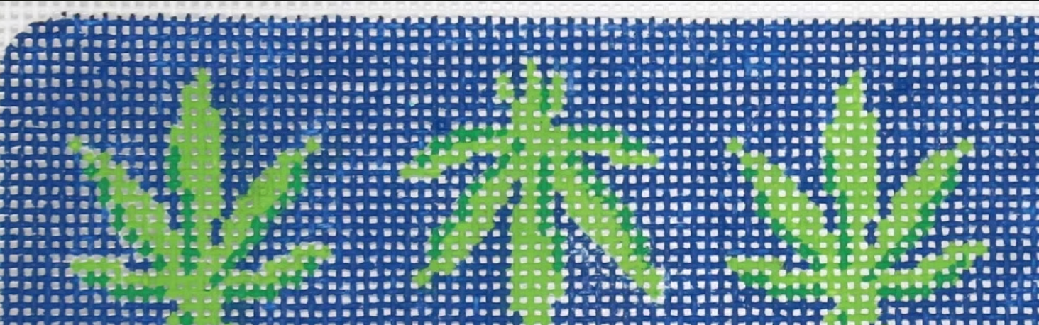 Cuff – Weed Leaves – navy with green leaves