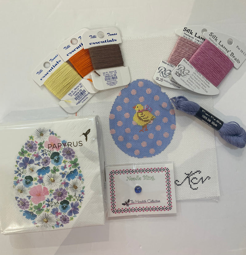 Pink Polka-Dot on Periwinkle Chick Kit